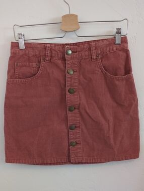 Billabong Rust Corduroy Button-Front Mini Skirt
